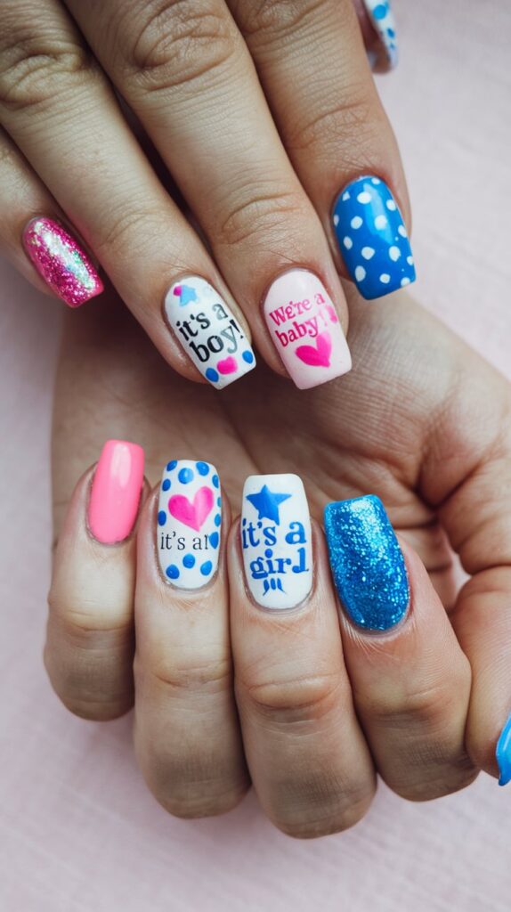 Gender Reveal Nail Ideas