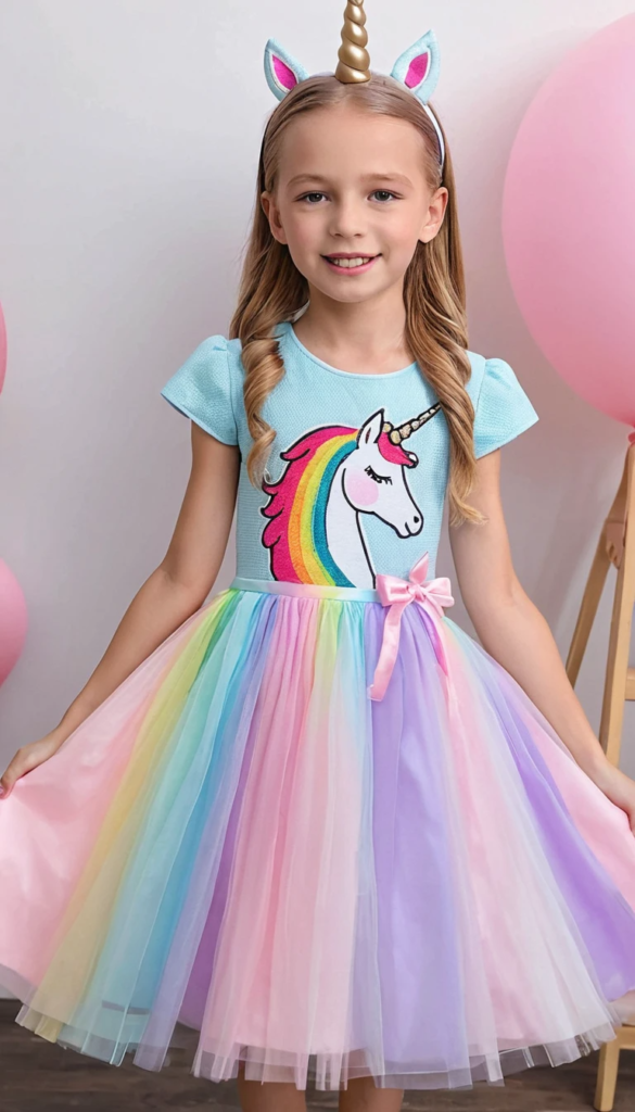 Rainbow Unicorn Dress Girl Party Ideas