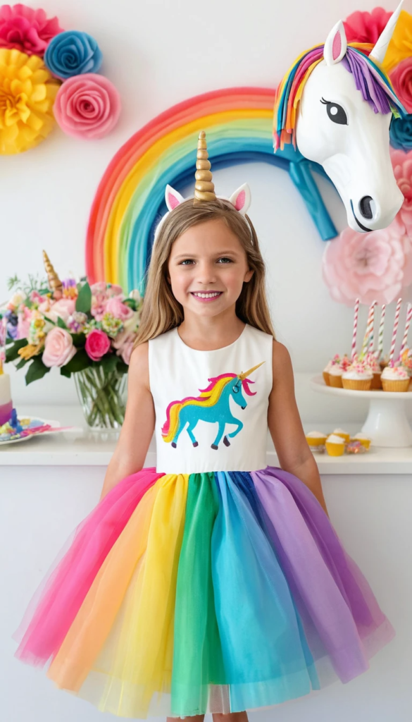 Rainbow Unicorn Dress Girl Party Ideas