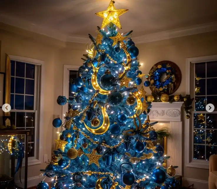 White Christmas Tree with Blue Lights Decorating Ideas