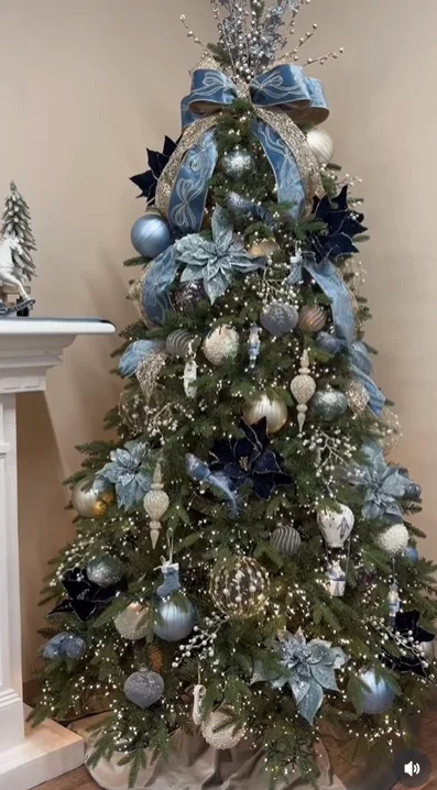 White Christmas Tree with Blue Lights Decorating Ideas