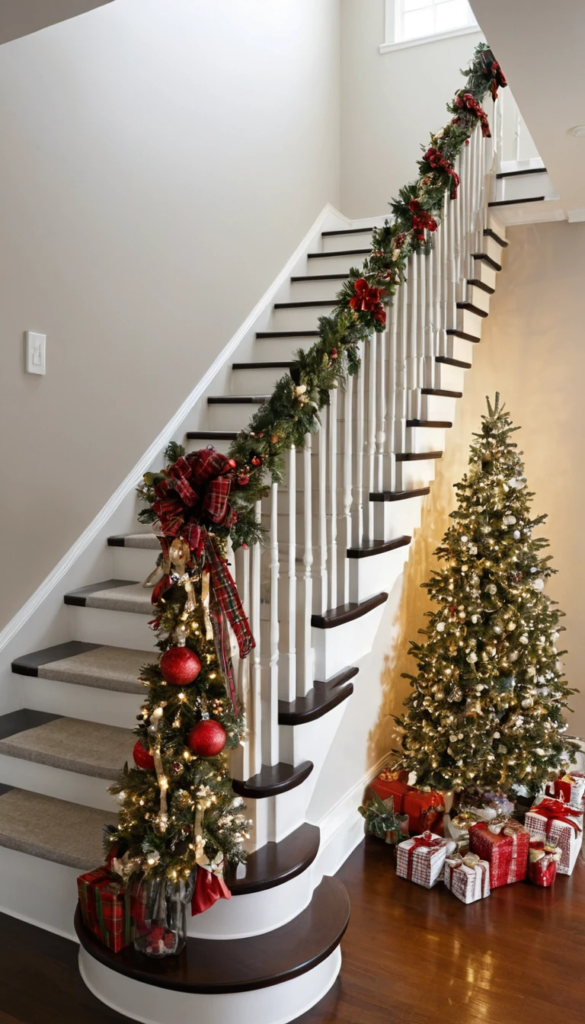 Staircase Christmas Decorating Ideas