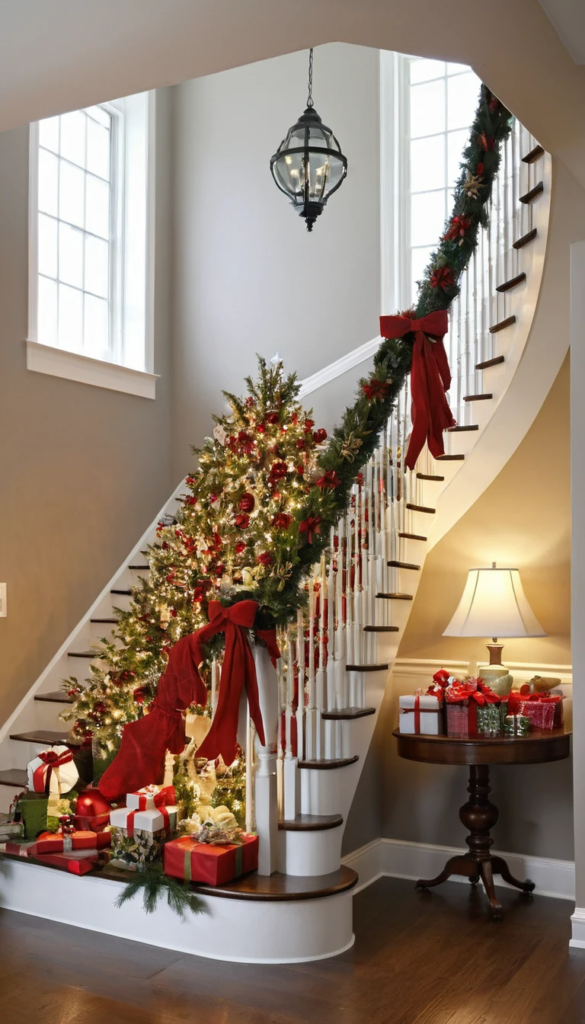 Staircase Christmas Decorating Ideas